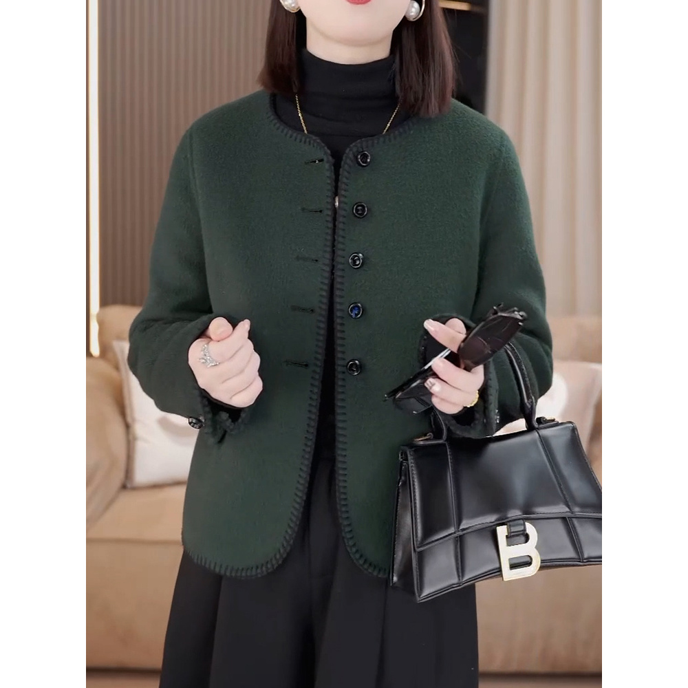 高级感气质纯色双面呢大衣2026冬季新款优雅时尚百搭开衫毛呢外套