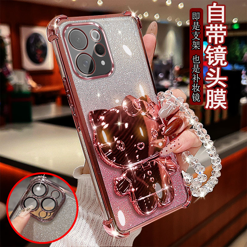 适用vivo s50手机壳2528A镜头全包边防摔套小猫支架镜子潮流新款