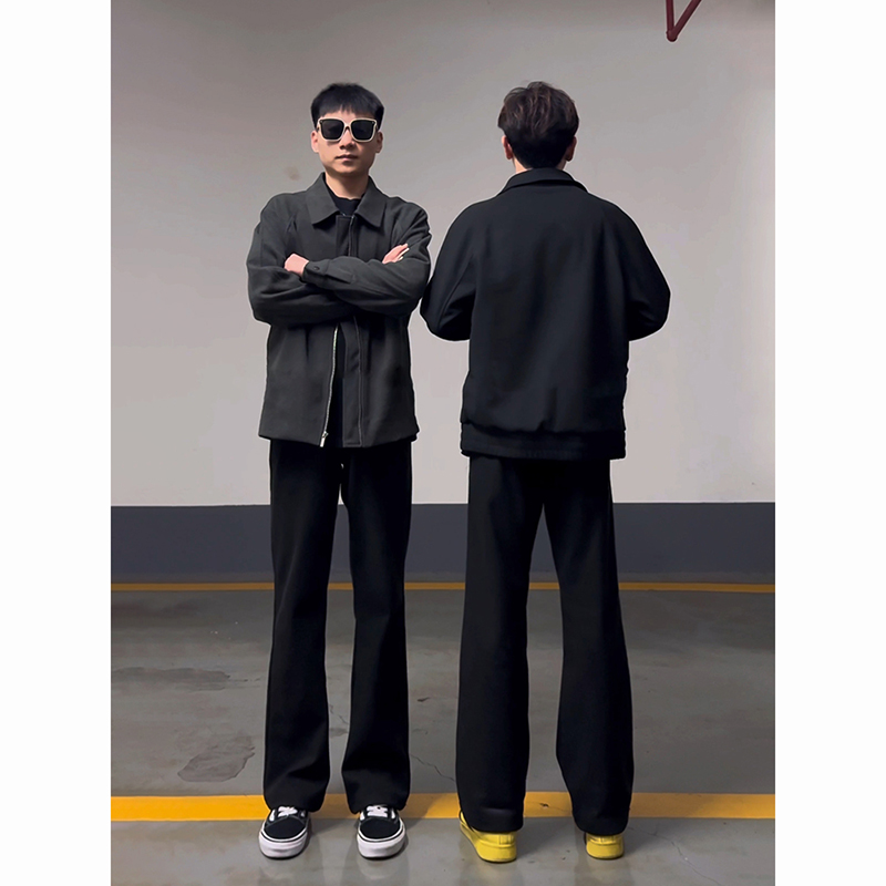 黑色弯刀微喇牛仔裤男款秋冬高个子加长加绒裤子美式高街直筒长裤