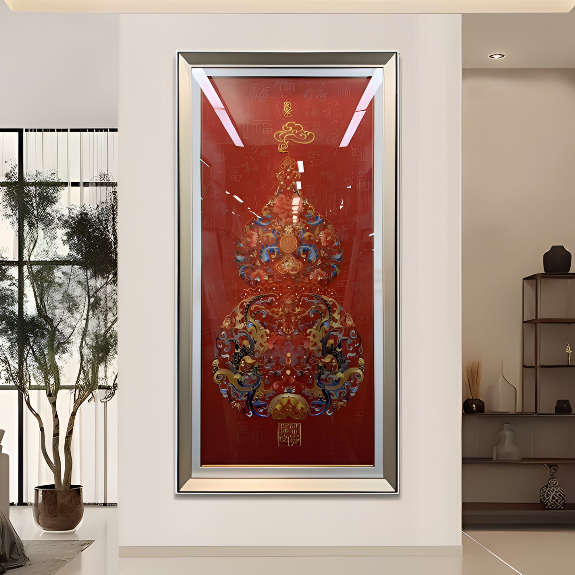 织锦绣福禄寿新中式葫芦玄关装饰画用于走廊过道墙面