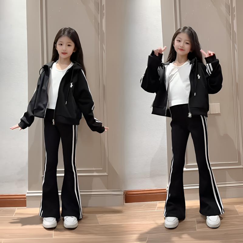 女童秋装2025新款套装时髦洋气儿童运动喇叭裤两件套女孩衣服春秋