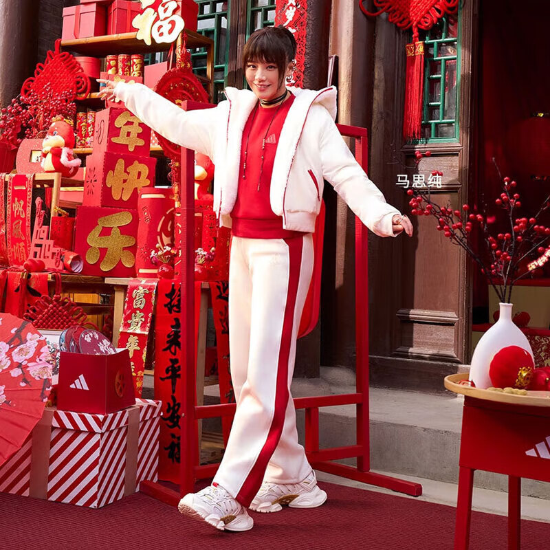 阿迪达斯（adidas）裤子女裤2025春秋新款运动裤CNY蛇年限定撞色拼