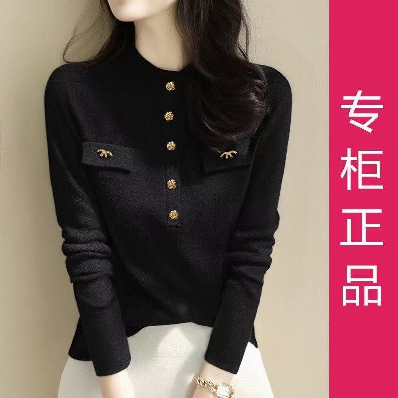 大码遮肚气质半高领针织衫上衣女秋冬百搭打底衫宽松高级感毛衣潮