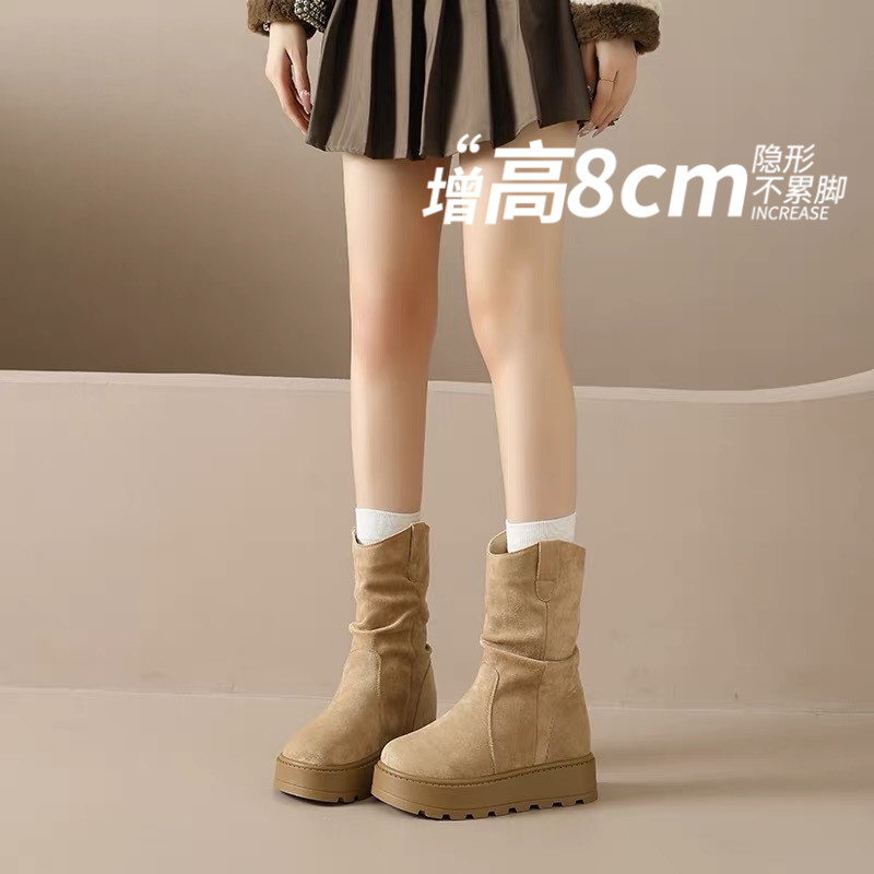 厚底8cm小个子内增高马丁靴女2025新款秋冬季加绒英伦风防滑短靴