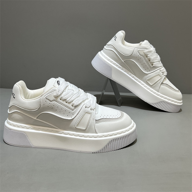 小白鞋男款2025秋冬新款韩版厚底休闲鞋百搭轻便皮面男士低帮板鞋