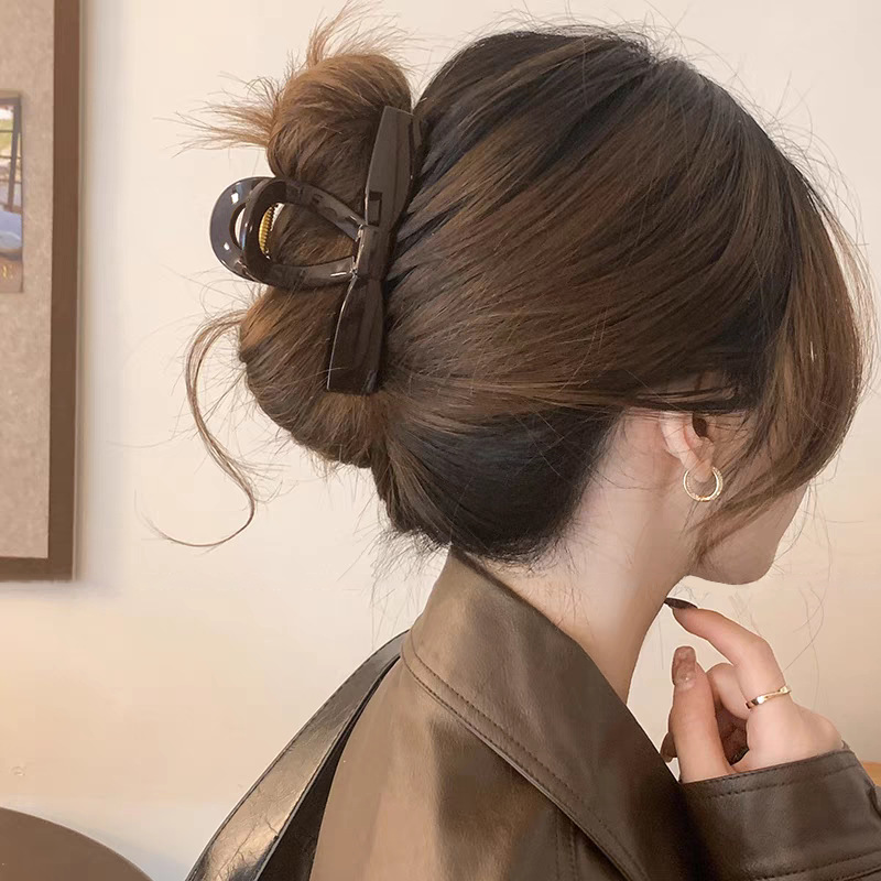 蝴蝶结复古中号抓夹女高级感鲨鱼夹后脑勺发量少发饰