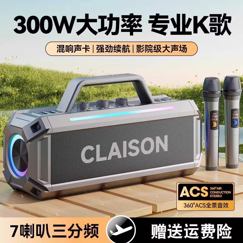 CLALSON【柏林之音】蓝牙音响300W大功率家用高音质户外K歌低音炮