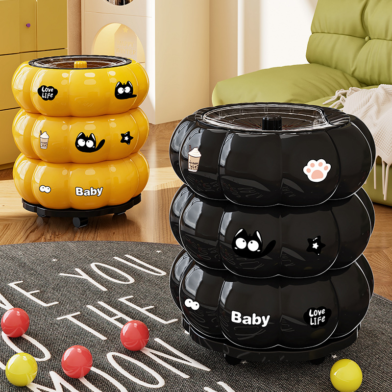 美悠可带轮创意垃圾桶高颜值趣味翻盖可移动卧室厨房卫生间纸篓收