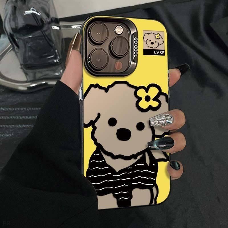 小花狗狗适用于苹果16promax彩银15pro/14日韩7/8p/XRmax防摔小众