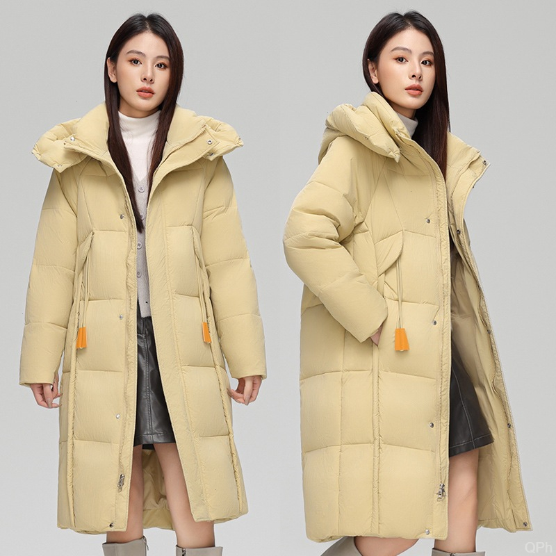 新款宽松长款外套羽绒服冬季中长款女款鸭绒新款时尚洋气百搭女装