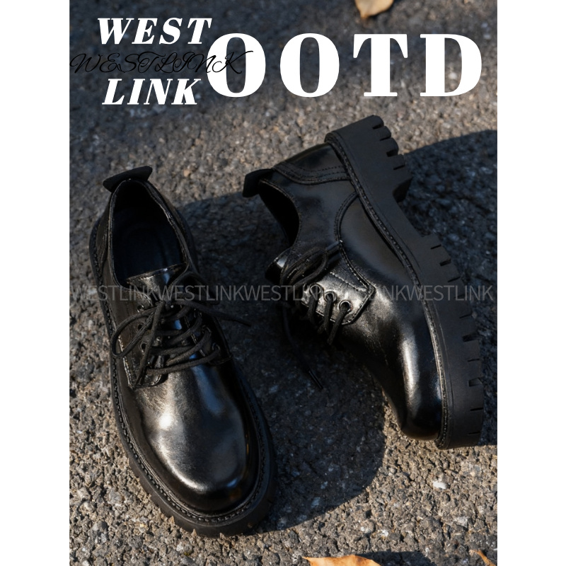 Westlink/西遇【抖音双11】琉璃风休闲皮鞋百搭商务通勤德比鞋男生
