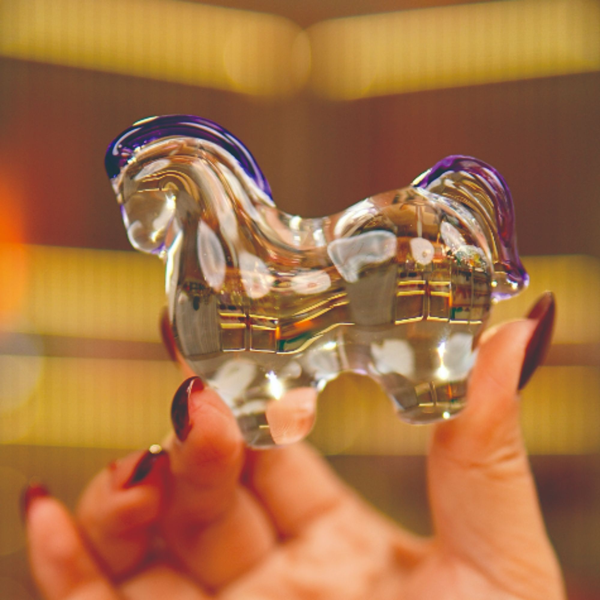 B家新年设计款-紫色水晶小小唐马装饰摆件