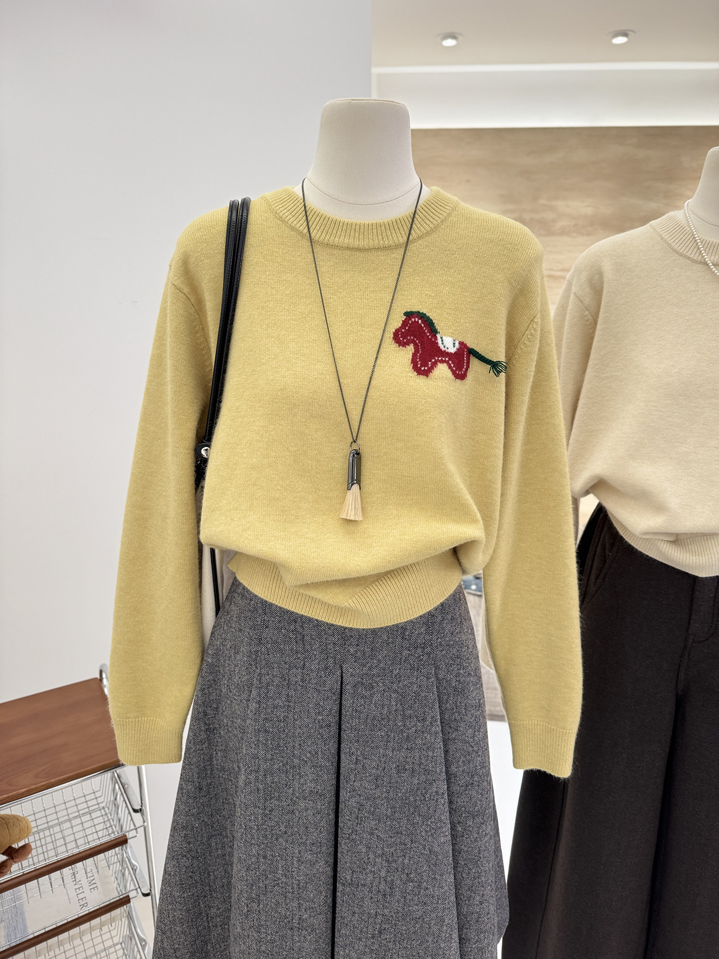 宽松显瘦【80-180斤】圆领卡通提花针织毛衣女秋冬打底衫减龄上衣