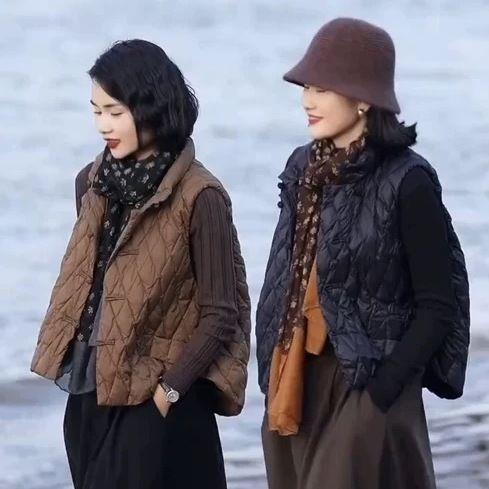 品牌优选年轻妈妈洋气马甲新款秋冬时尚女士盘扣气质羽绒马甲