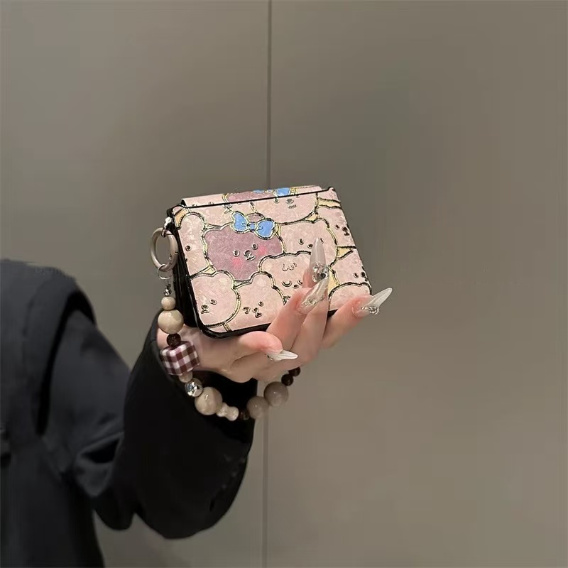 卡通烫金满屏小熊适用华为purax折叠手机壳小米mixflip2手提女款