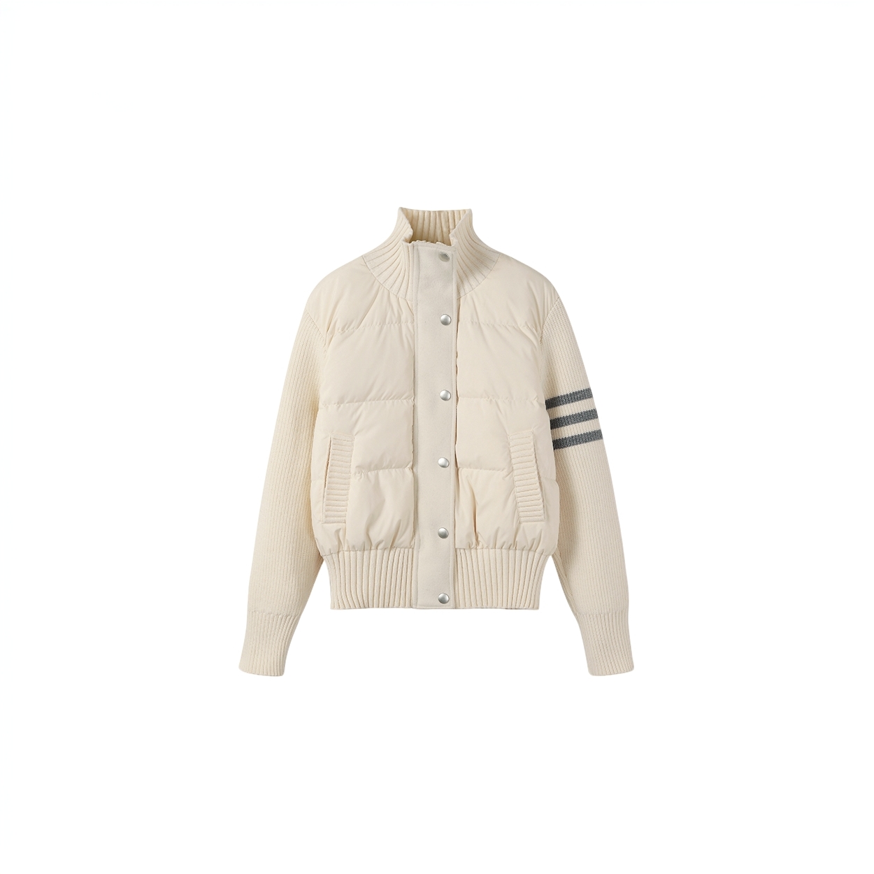 拼接立领秋冬新款加厚保暖外套针织衫上衣女轻奢名媛时尚2652棉服