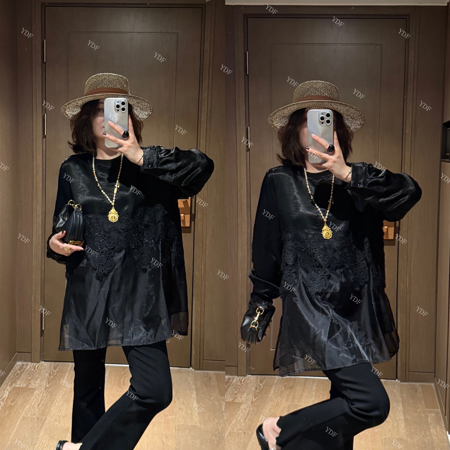 YDFSTUDIO小众【莫赫夜曲】欧货早秋重工蕾丝网纱拼接设计时尚上衣