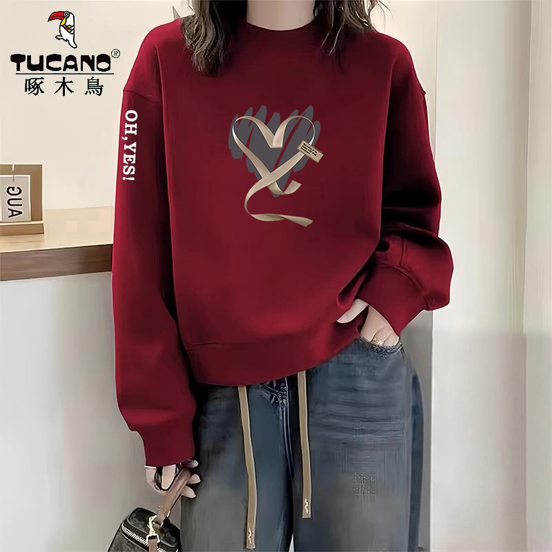 啄木鸟纯棉外穿春秋上衣时尚百搭气质宽松显瘦卫衣内搭新款小众潮