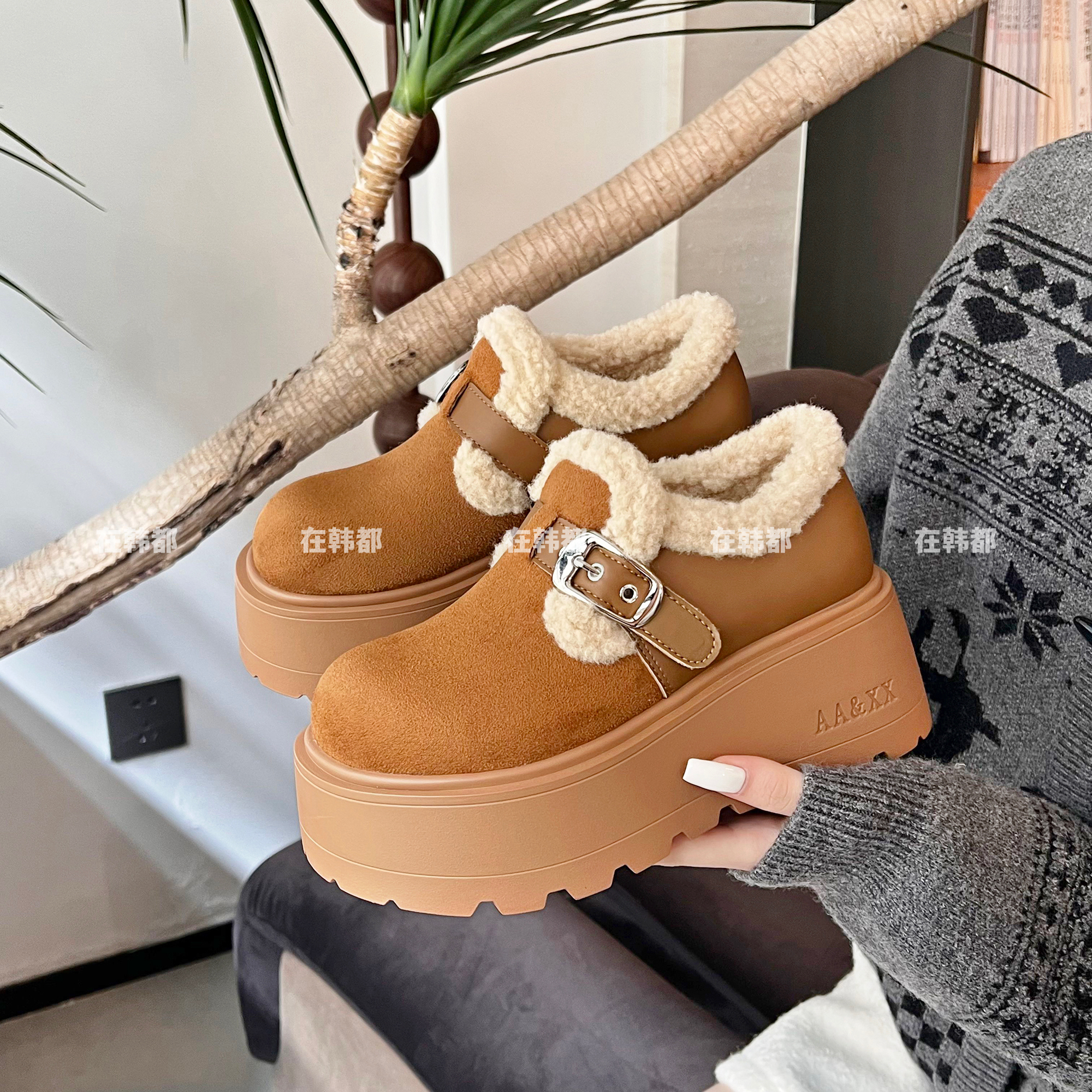 【ZHD】奶乎乎的厚底勃肯好温柔！冬季加绒加厚保暖一脚蹬松糕款2687