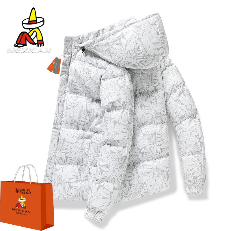Mexican/稻草人棉衣男冬季外套运动潮连帽可拆卸棉服保暖2025韩版