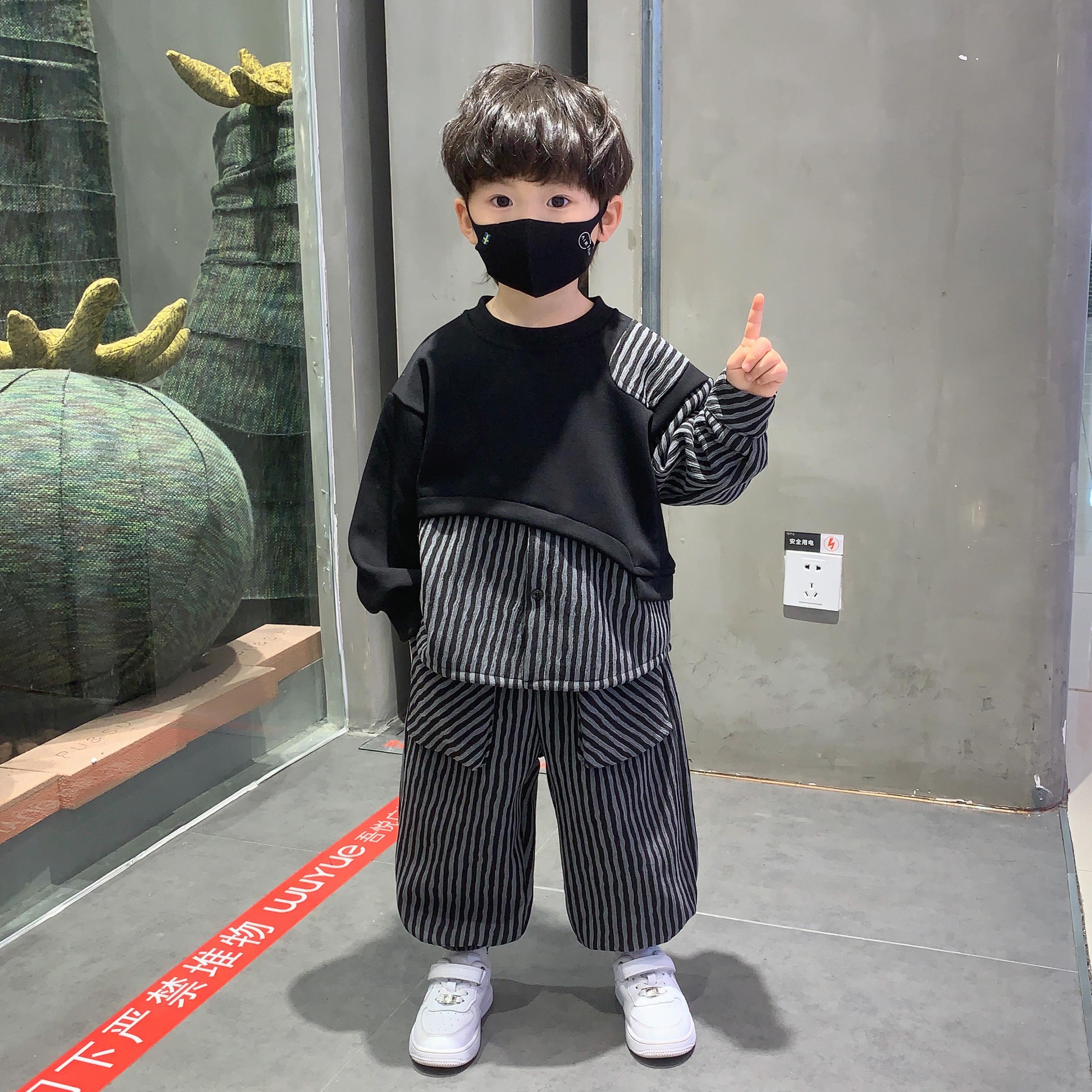 男童卫衣套装秋款2025新款小童时髦休闲装痞帅春秋装薄款衣服