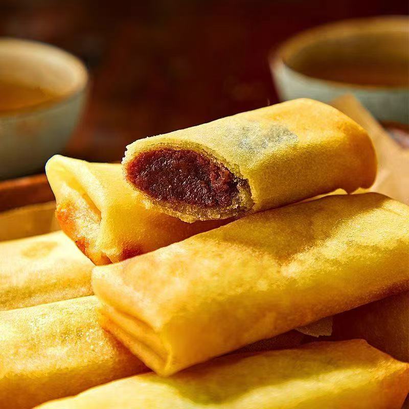 567【到手36个】豆沙馅春卷豆沙春卷速食油炸小吃家用早餐半成品