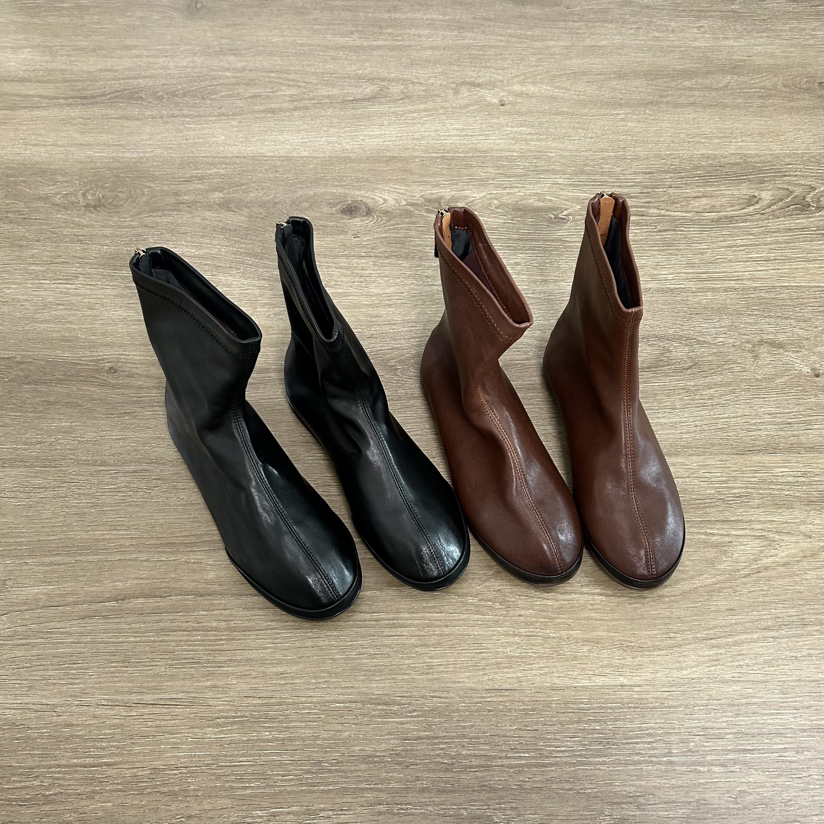 Dannyfrey秋冬新款英伦风时尚圆头头层牛皮女百搭简约时装靴2CM