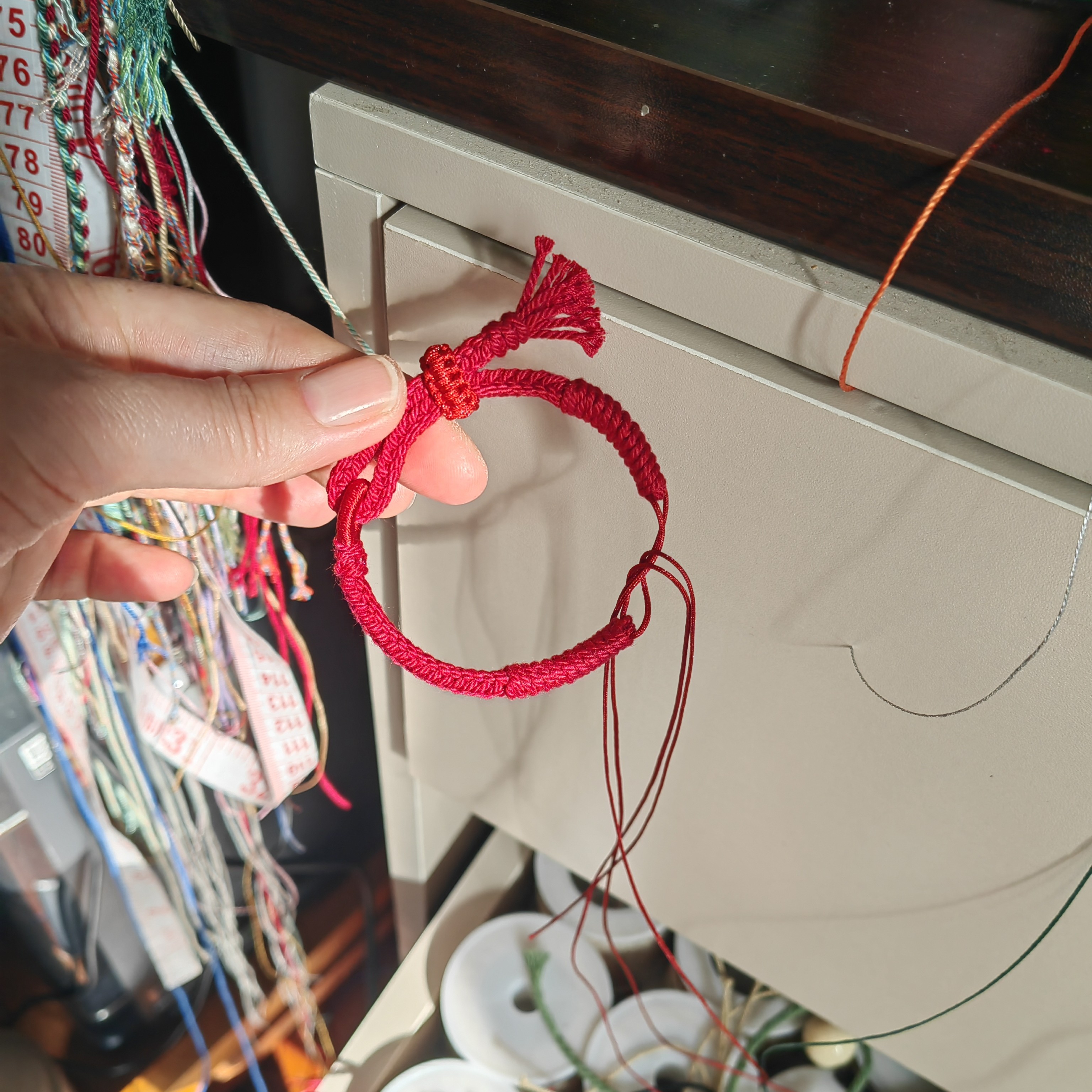 非金属布艺手链 本命年红绳穿珠半成品手绳可调节手工编绳