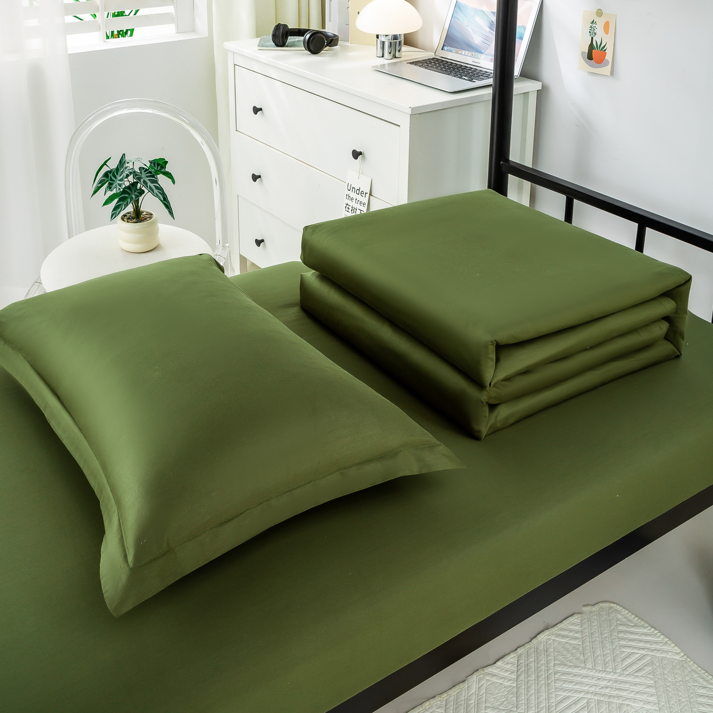 2025新款全棉13372学生三件套全棉单人床纯棉纯色学生被套床单