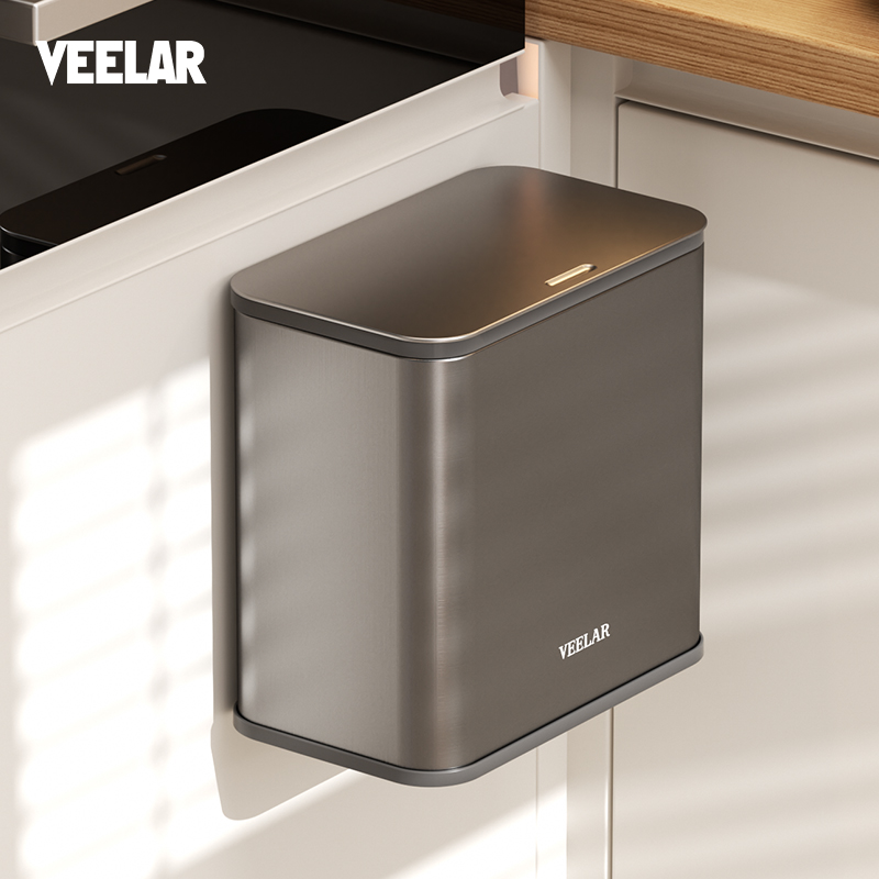 VEELAR厨房挂式垃圾桶不锈钢家用壁挂橱柜门卫生间免打孔厨余收纳