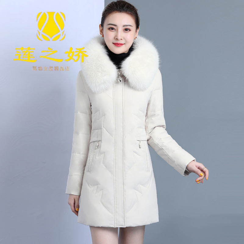 2025新款冬装羽绒服女宽松韩版小个子加厚外套白鸭绒中长款上衣潮