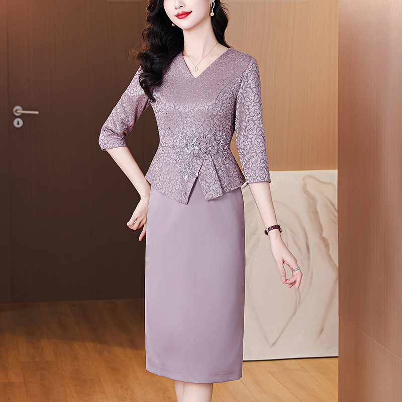 喜妈妈婚宴礼服2025新款结婚喜婆婆参加儿子婚礼显瘦日常连衣裙女