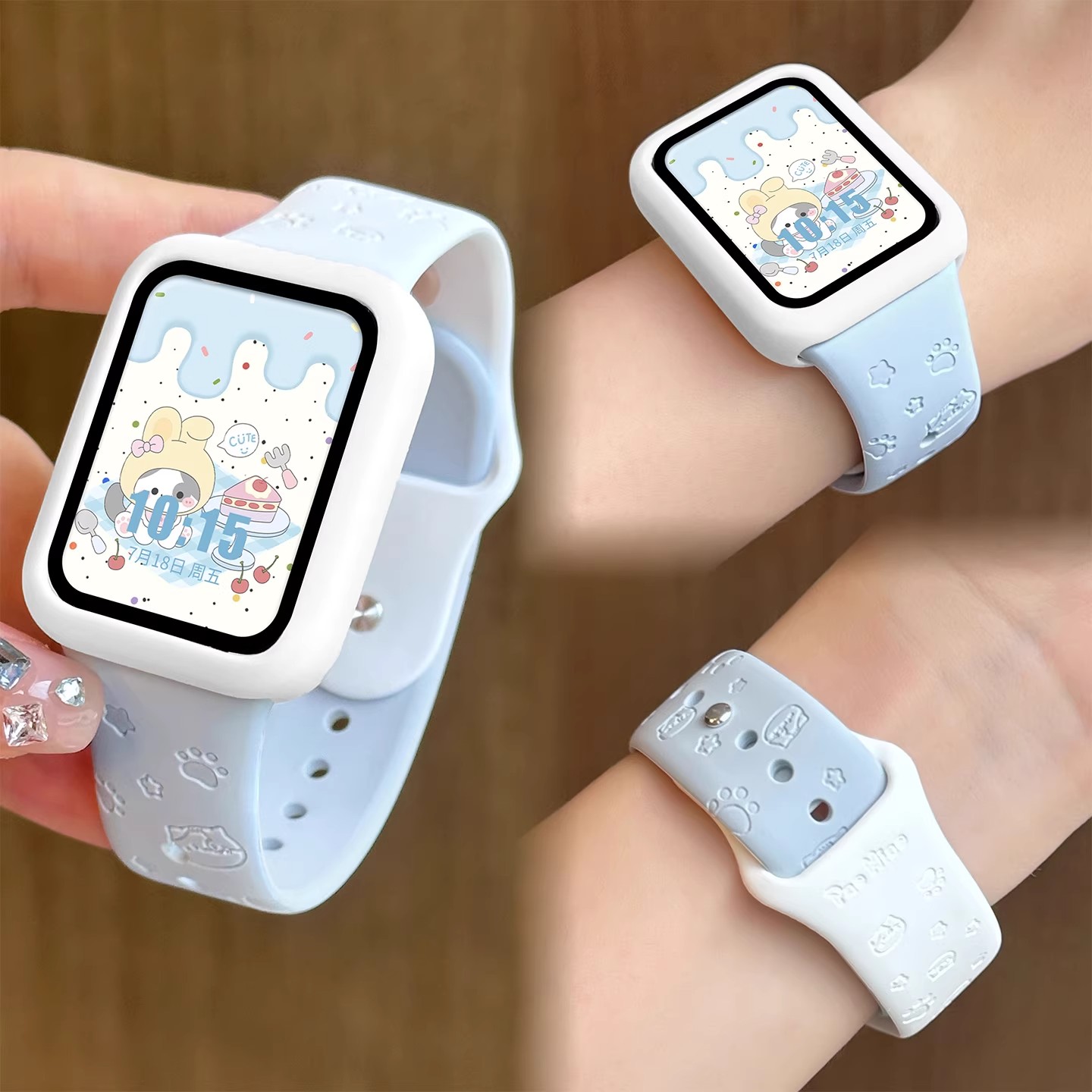 适用于小米手环9pro表带硅胶可爱镭射红米watch5/4夏天多巴胺运动