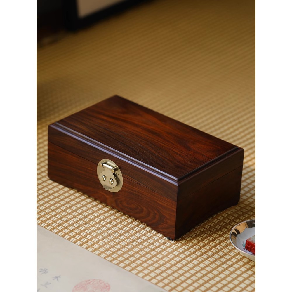 老挝大红酸枝首饰盒独板榫卯高档红木饰品盒复古实木文玩玉石收纳