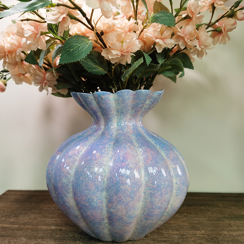 景德镇高温陶瓷水养花瓶九紫离火原矿颜色釉繁星  高度23 内口径7