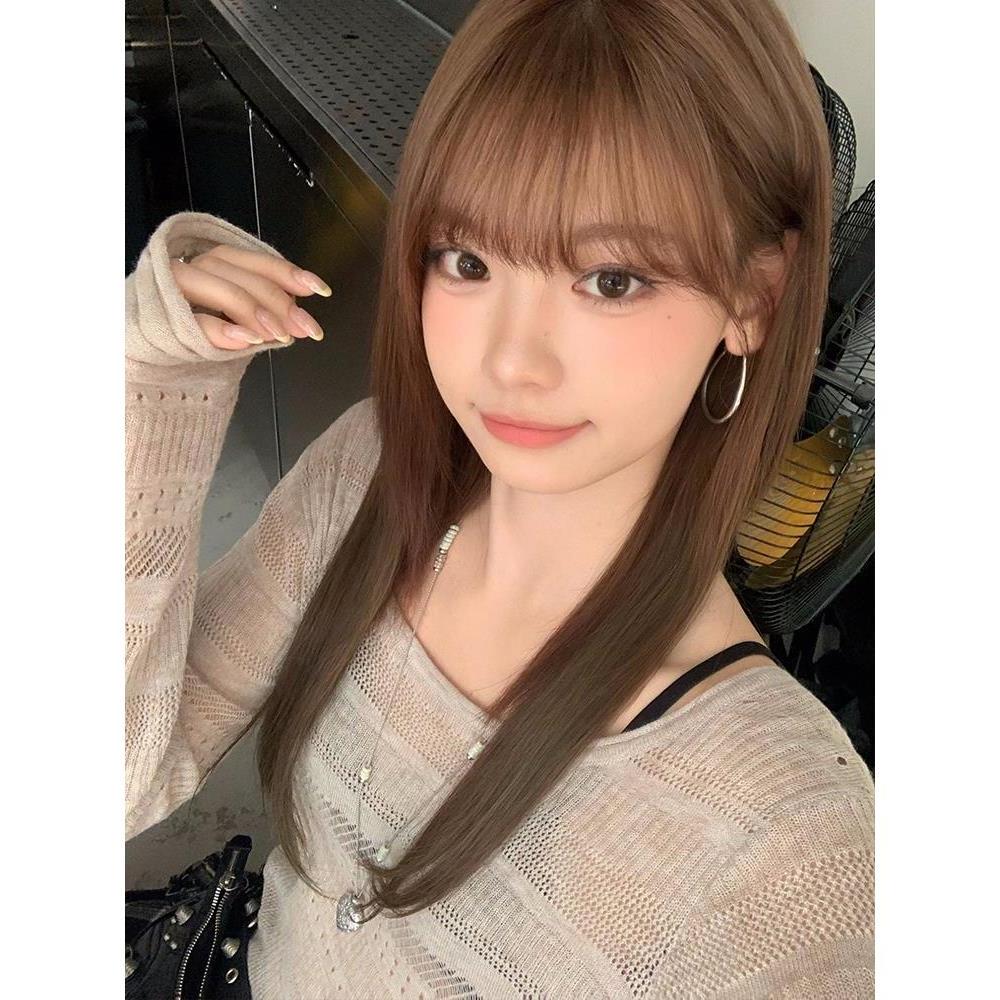 燕麦色镂空长袖针织T恤女春秋季新款设计感圆领毛衣罩衫薄款上衣