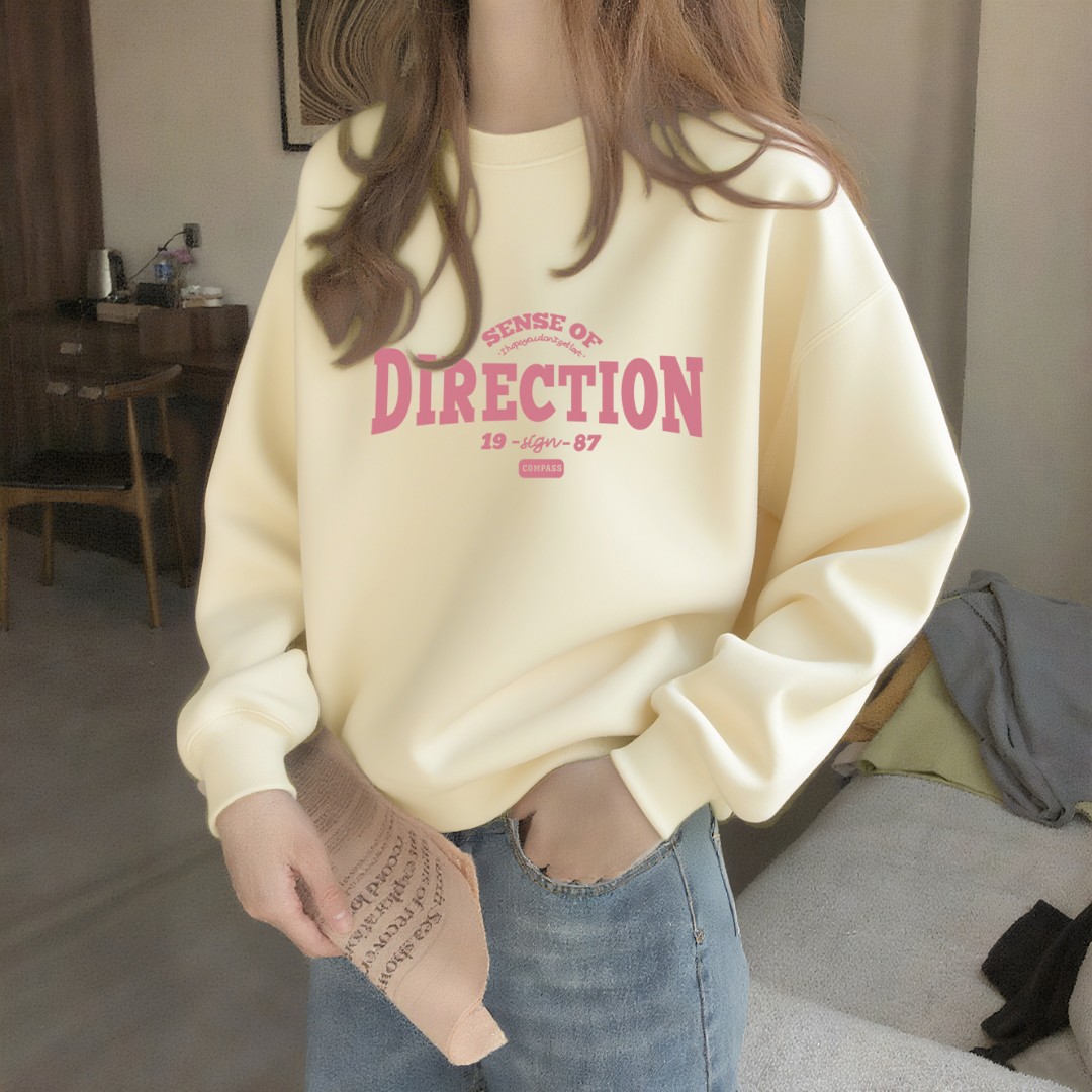 杏色美式卫衣女2025新款爆款秋季韩版宽松加绒超好看减龄短款上衣