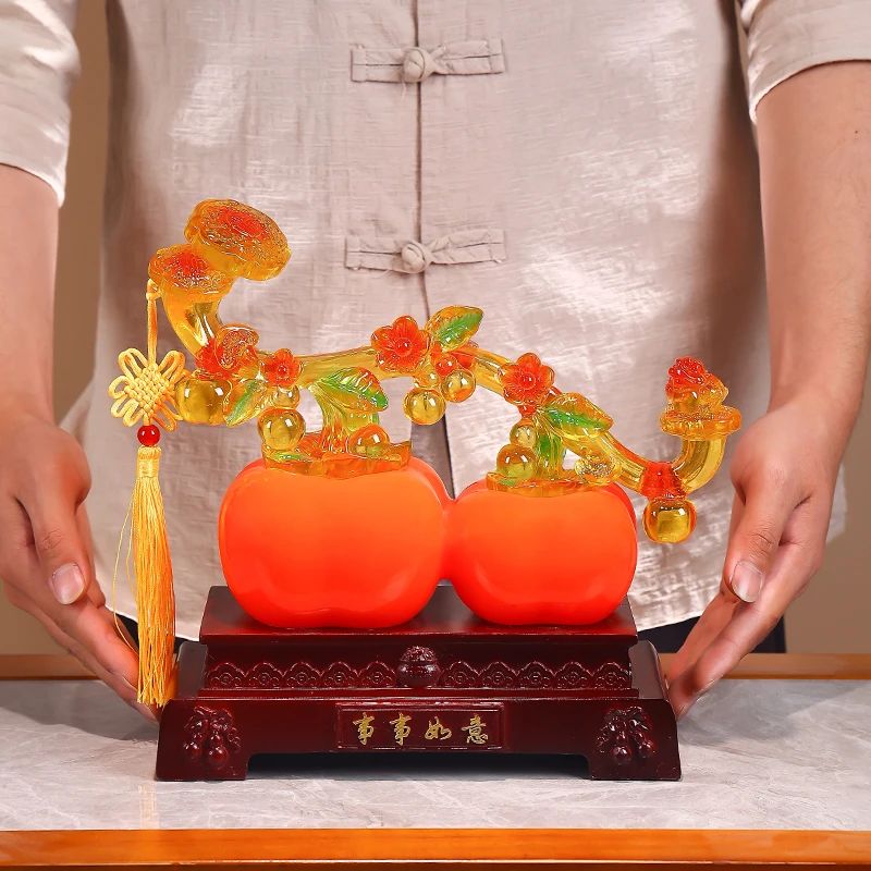 轻奢柿柿如意办公室客厅博古架卧室书房桌面家具饰品摆件