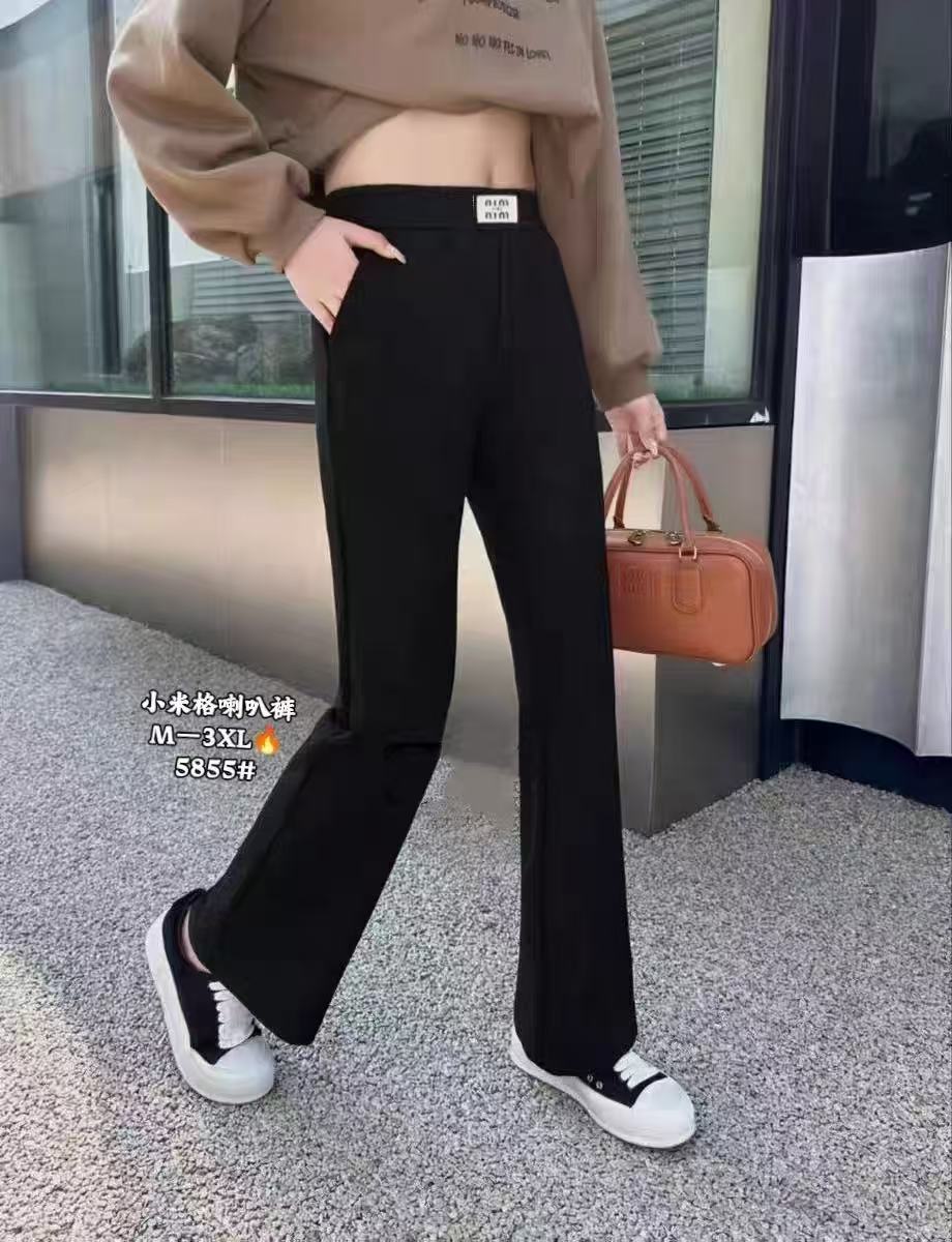 3800百搭休闲直筒垂感微喇叭裤5855