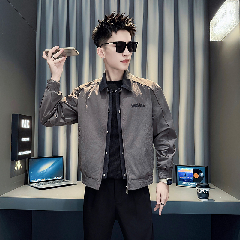 假两件夹克男士2025新款爆款衣服潮牌刺绣休闲高级感痞帅男装外套