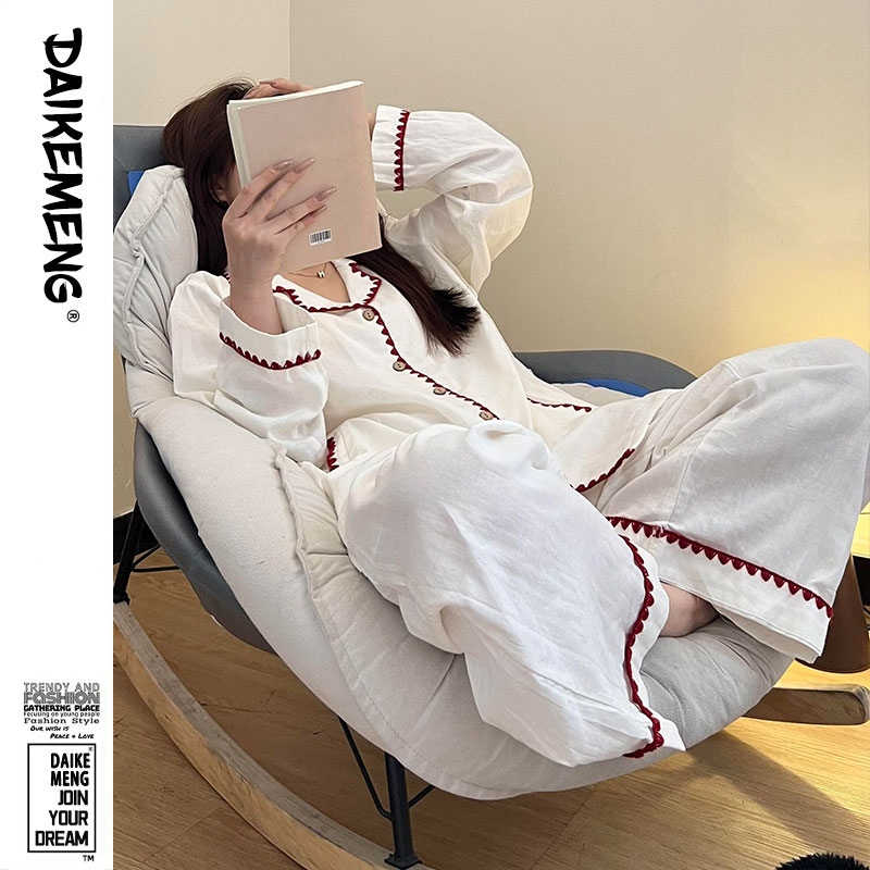休闲ins简约少女休闲长袖睡衣女春秋新款网红风居家可外穿两件套