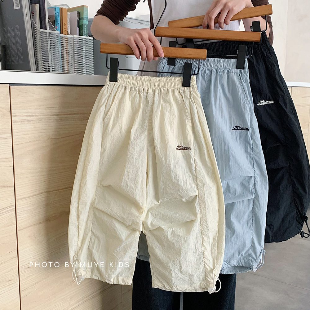 MY7694 儿童夏季休闲裤童装男女童韩版百搭刺绣长裤宝宝外穿潮范