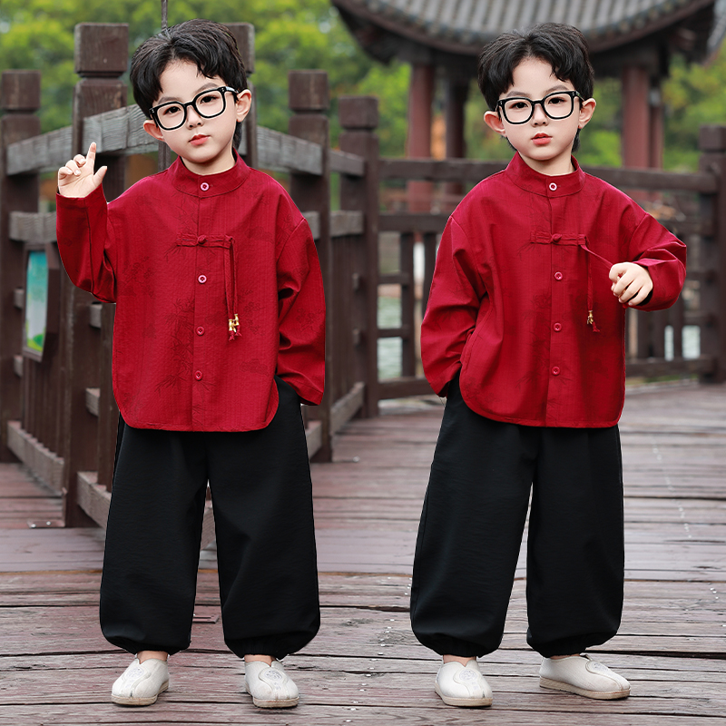 儿童秋款新中式外套男宝宝国风盘扣民族古风幼儿园表演服唐装汉服