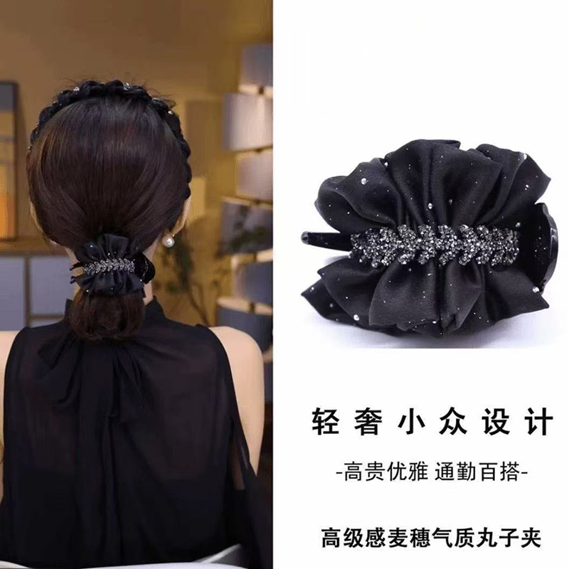 2025新款AB面麦穗丸子头抓夹气质小众设计感百搭马尾盘发头饰发饰