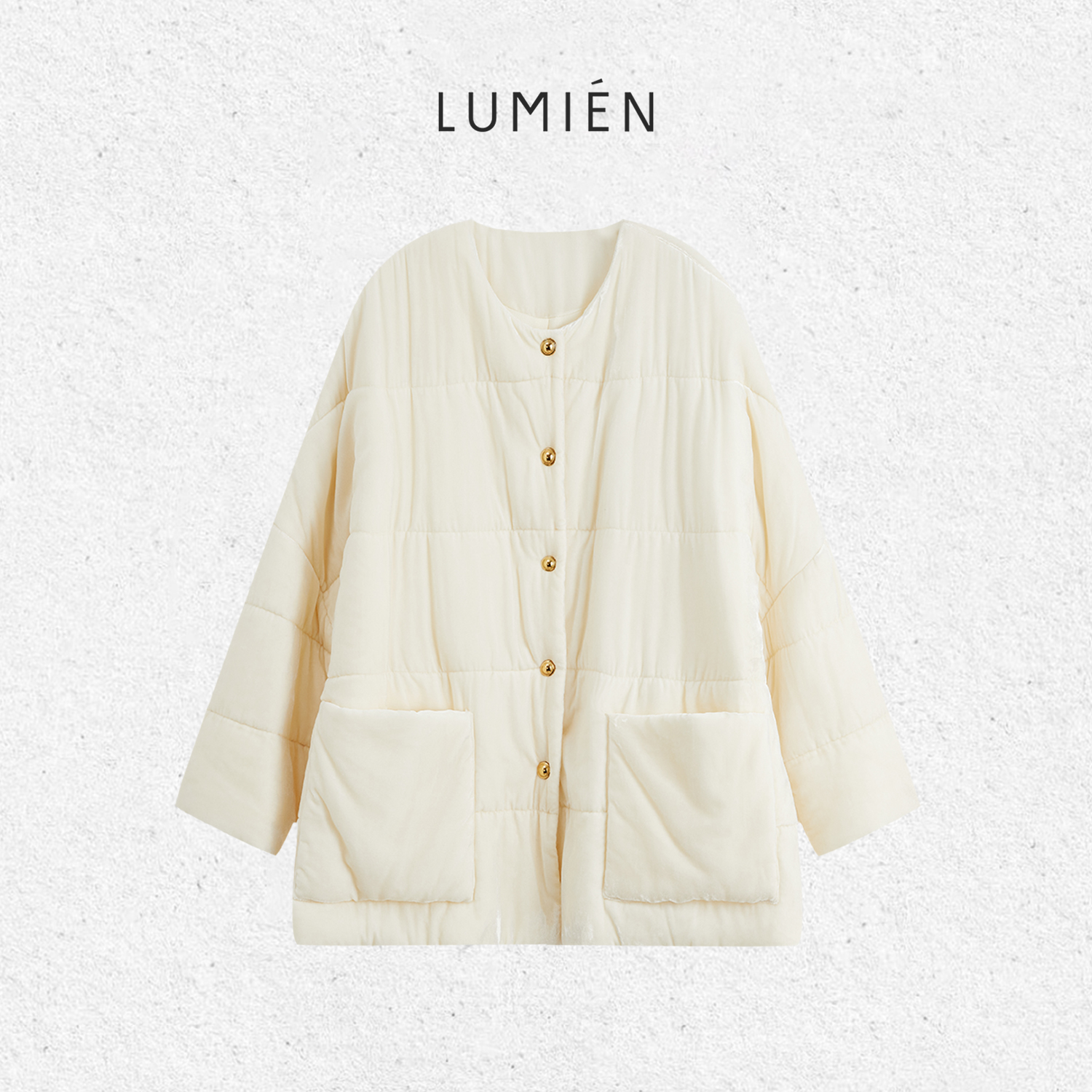 【LUMIEN 新品】圆领宽松100羊毛舒适保暖单排扣外套LX5IWW170