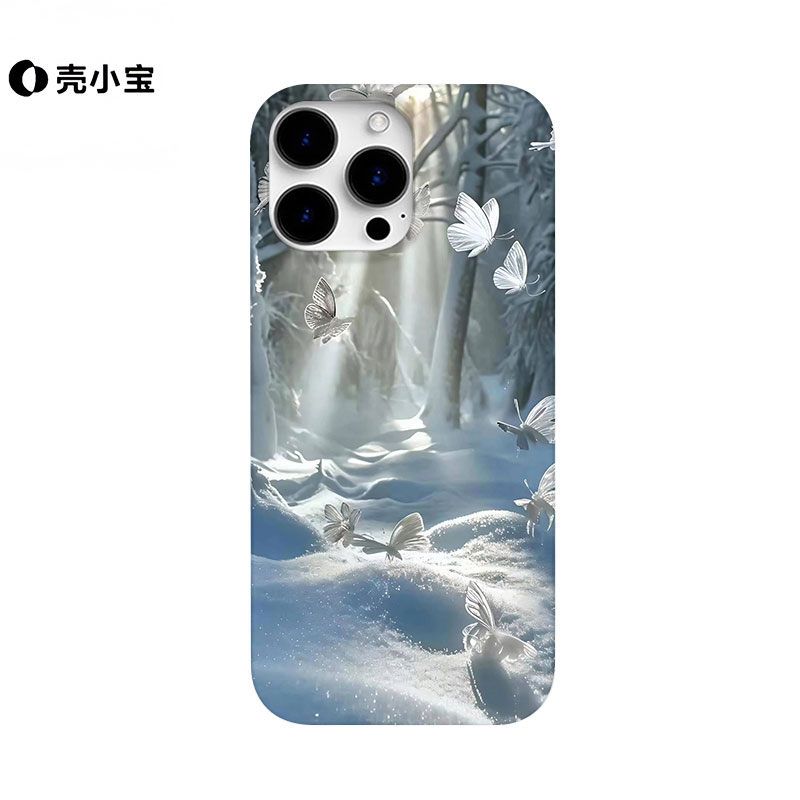 雪地白蝶适用苹果17pro手机壳16promax小众15/14/13/12小米15华为