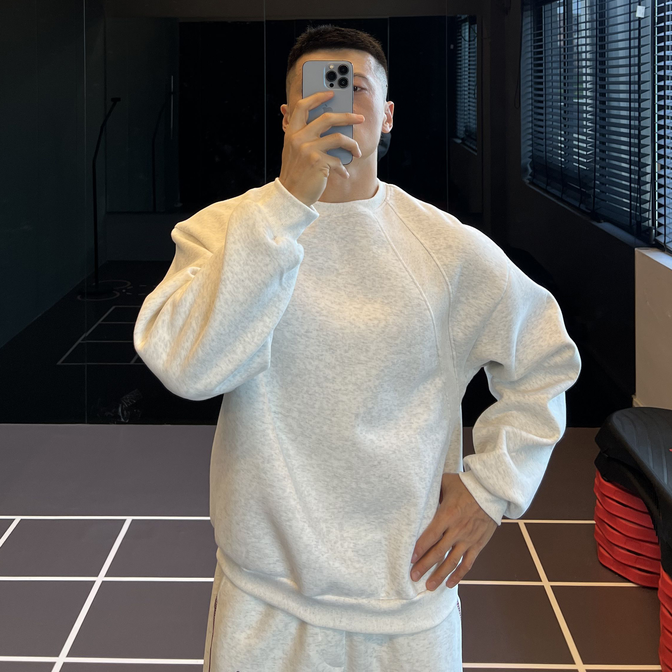 IRONTRAP380G重磅拼接设计美式卫衣男boxy版型落肩宽松长袖秋冬季