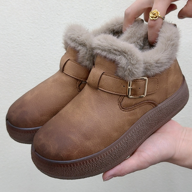 加绒勃肯鞋女冬季新款时尚雪地靴加厚保暖毛毛鞋轻便防滑妈妈棉靴
