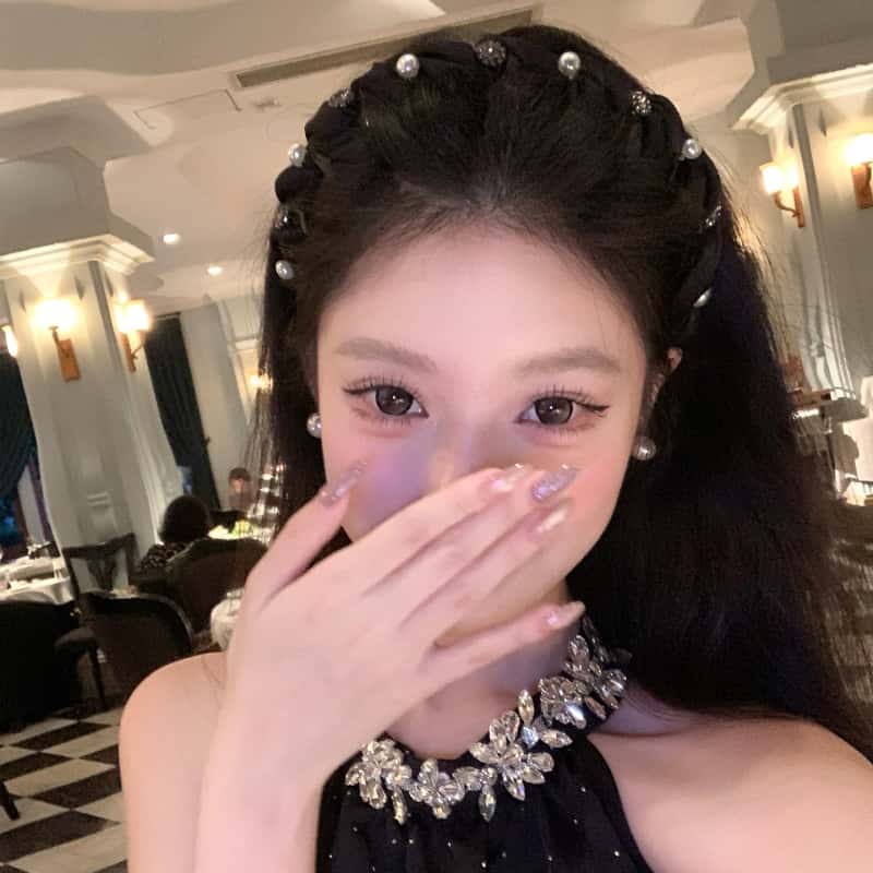 法式闪钻珍珠波浪发箍女高颅顶头箍发饰带齿防滑外戴发卡压发头饰