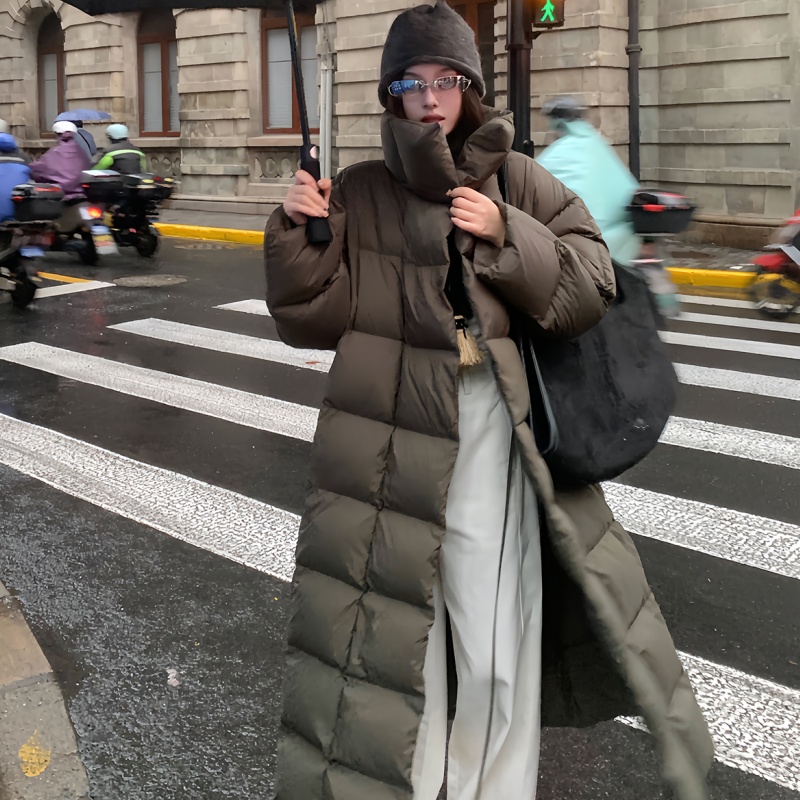 2025年新款冬季立领中长款棉服女时尚宽松小个子加厚保暖棉衣外套